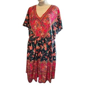 SHEIN Pink Dolman Sleeve V-Neck Sundress